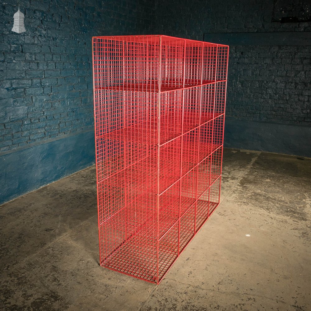 Vintage Pigeonholes, Red Wire Mesh Pigeon Hole Shelving Unit