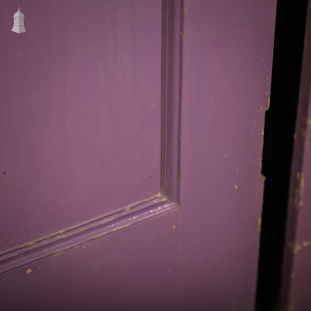 Half Glazed Doors, Batch of 4 Purple Painted Doors fitted with ‘Cathedral Style’ Textured Glass