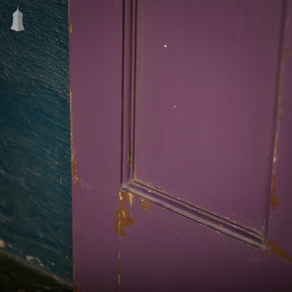 Half Glazed Doors, Batch of 4 Purple Painted Doors fitted with ‘Cathedral Style’ Textured Glass