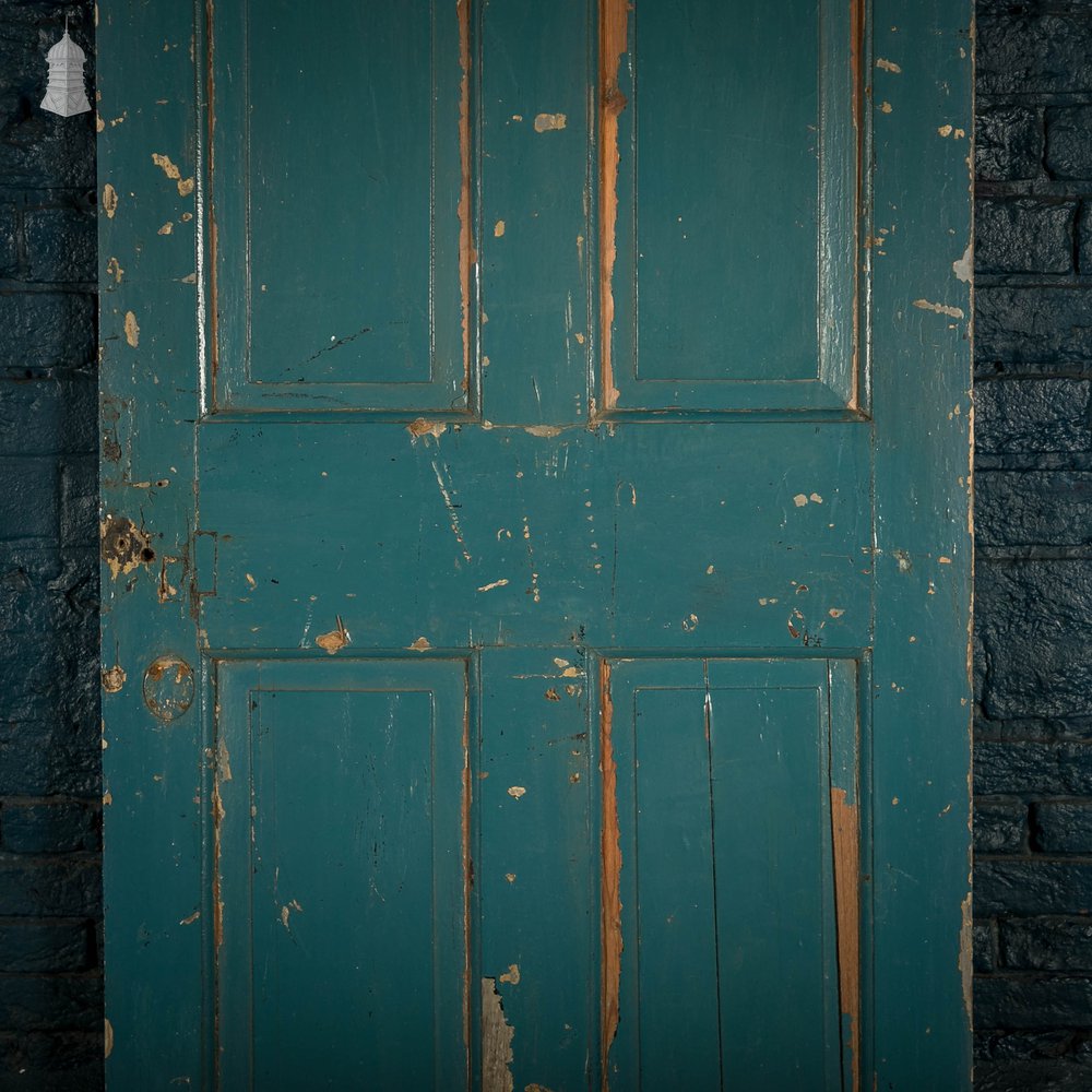 Pine Panelled Door, 4 Panel Blue Painted