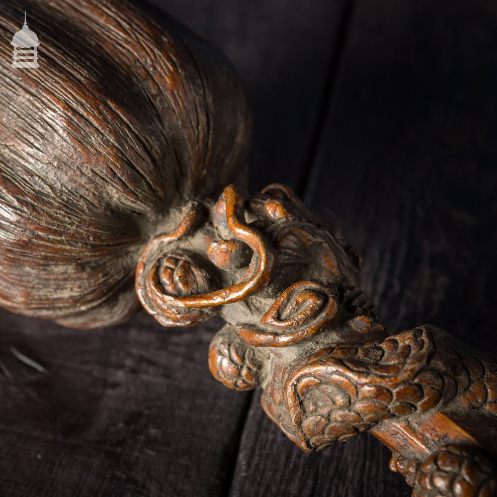 Ceremonial Mace, Intricately Carved Hardwood