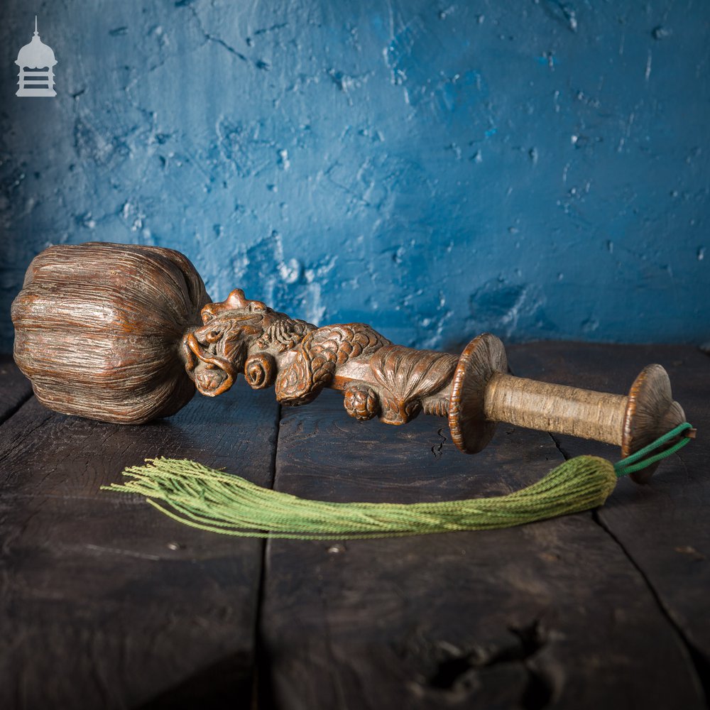 Ceremonial Mace, Intricately Carved Hardwood