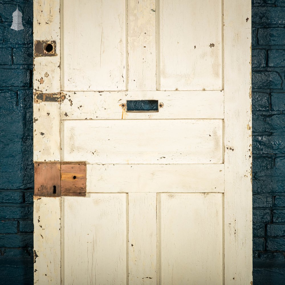 Pine Panelled Door, 5 Moulded Panel Distressed Paint Finish