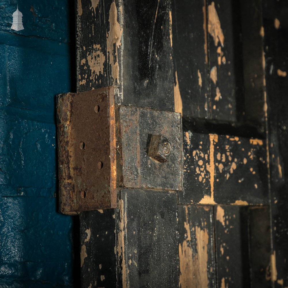 Framed Plank Door, Black Painted Pine Beadboard on Portcullis Style Frame