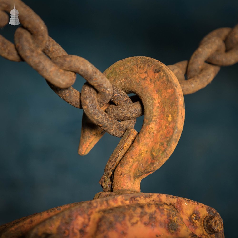 Industrial Block and Tackle, Batch of 4 with Assorted Chains and Turnbuckles