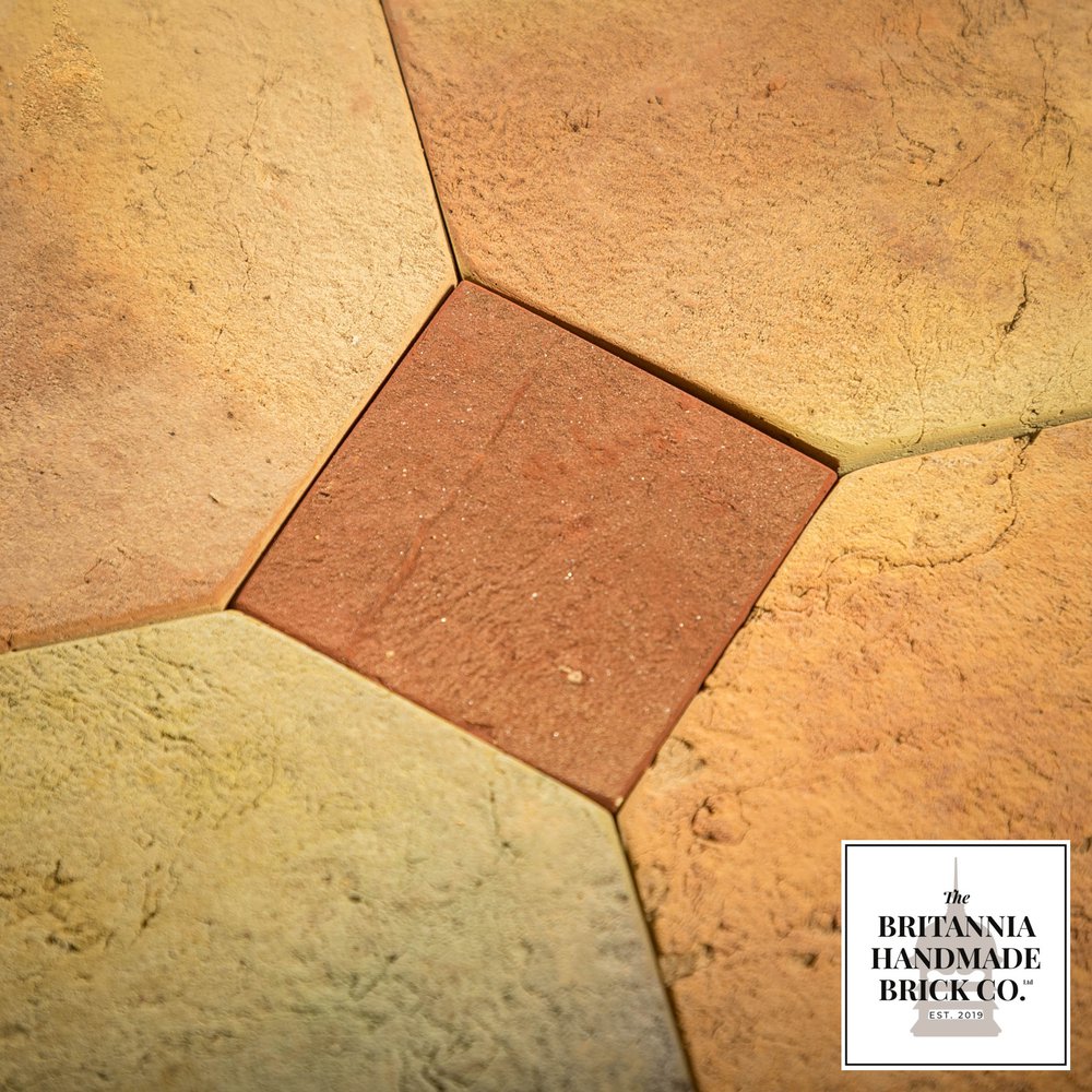 Octagonal and Square Floor Tiles, Geometric Buff and Red Britannia Bricks 11.5 Square Metres