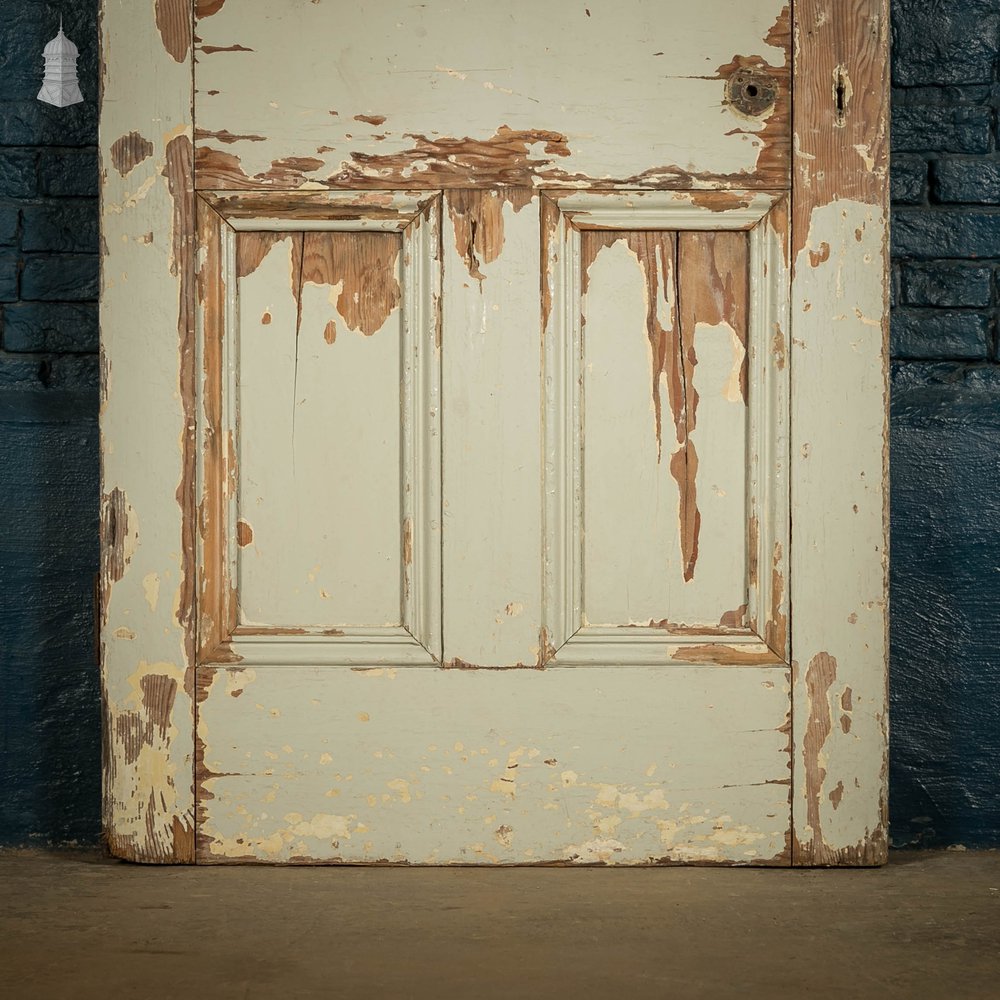 Pine Panelled Door, 4 Moulded Panels Distressed Paint Finish