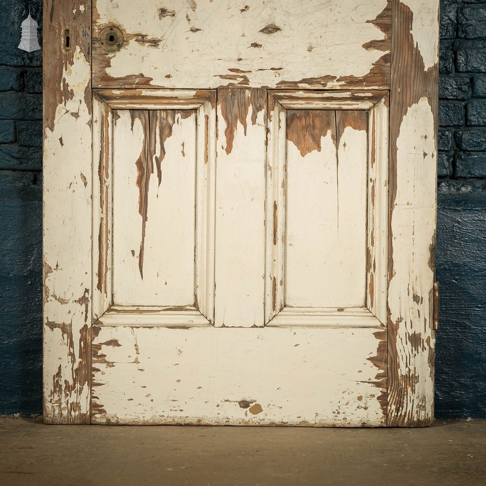 Pine Panelled Door, 4 Moulded Panels Distressed Paint Finish