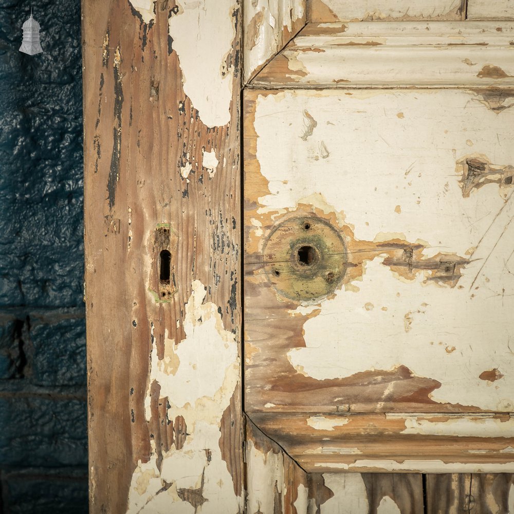 Pine Panelled Door, 4 Moulded Panels Distressed Paint Finish