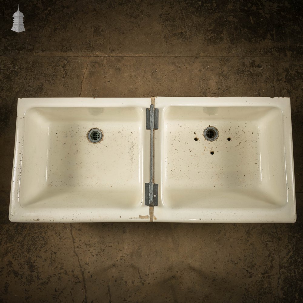 Butler Laundry Sinks, Pair of Belfast Utility Sinks Joined with Sink top Mangle Clamp Plate