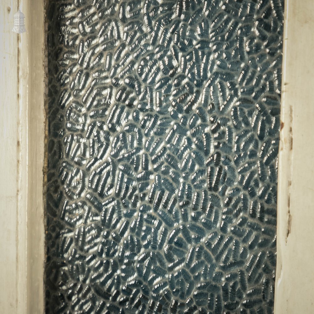 Half Glazed Door, White and Green Painted Pine fitted with 'Arctic' Style Textured Glass