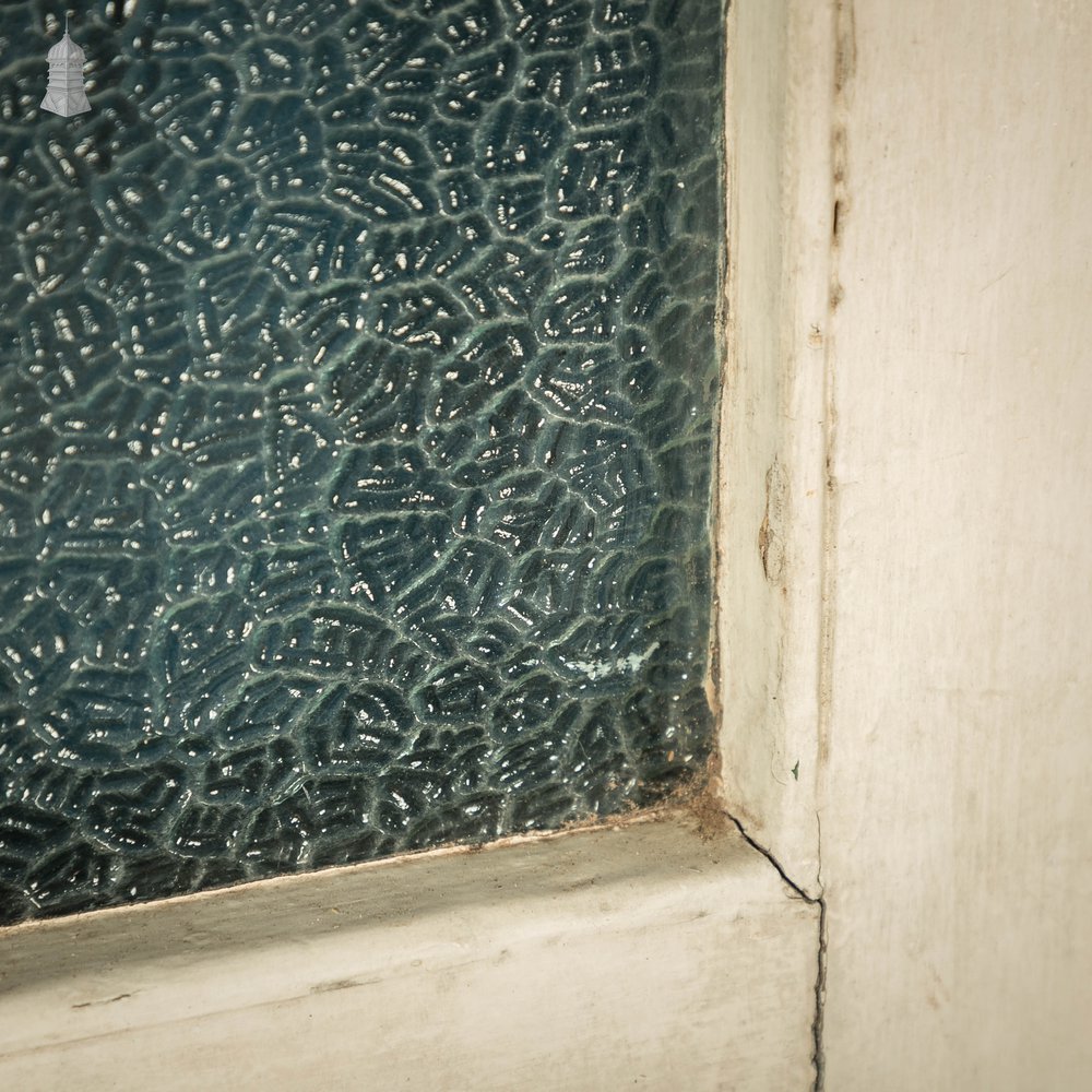 Half Glazed Door, White and Green Painted Pine fitted with 'Arctic' Style Textured Glass