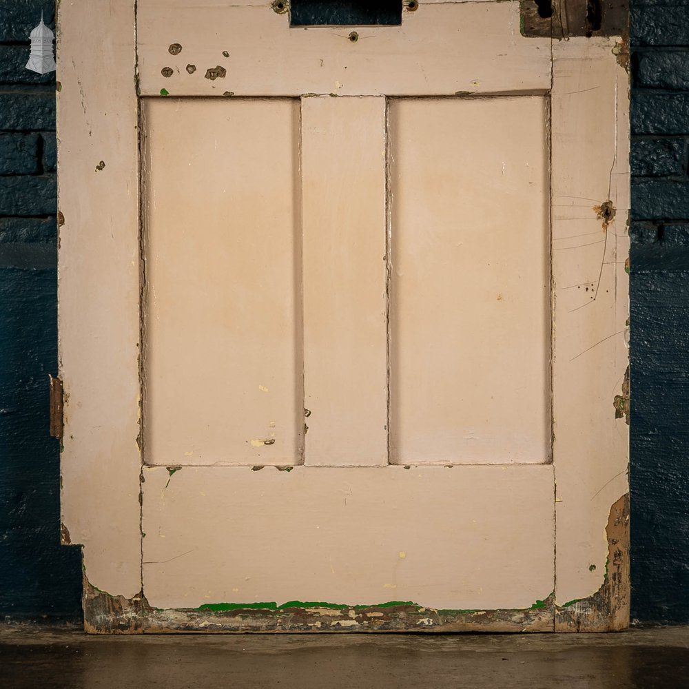 Half Glazed Door, White and Green Painted Pine fitted with 'Arctic' Style Textured Glass