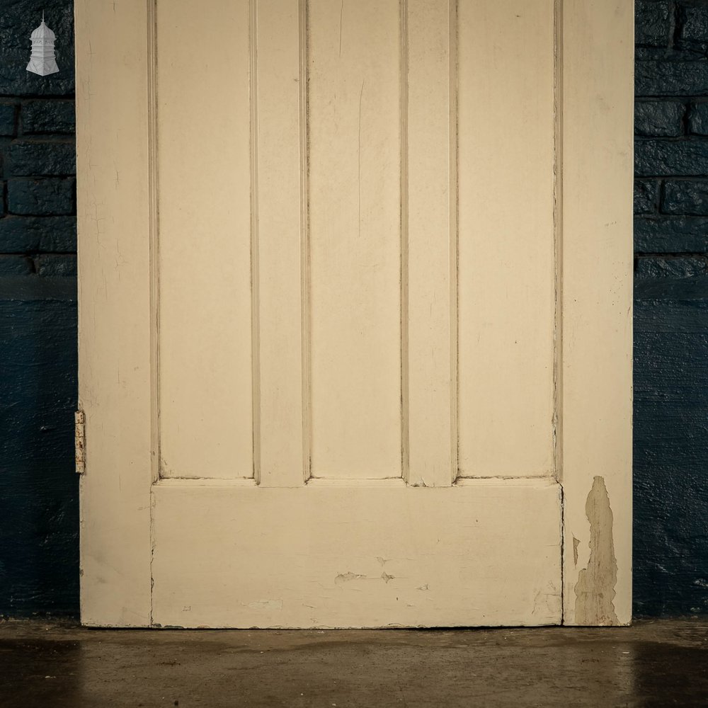 Half Glazed Door, 4 Panel Pine 1930’s Style Fitted With Leaded Cross Reeded Glass