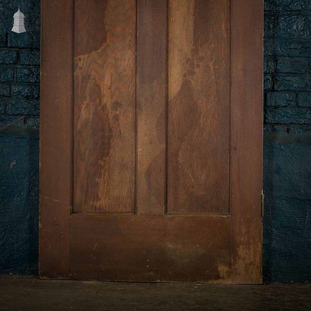 Pitch Pine Panelled Door, 4 White Painted Moulded Panels