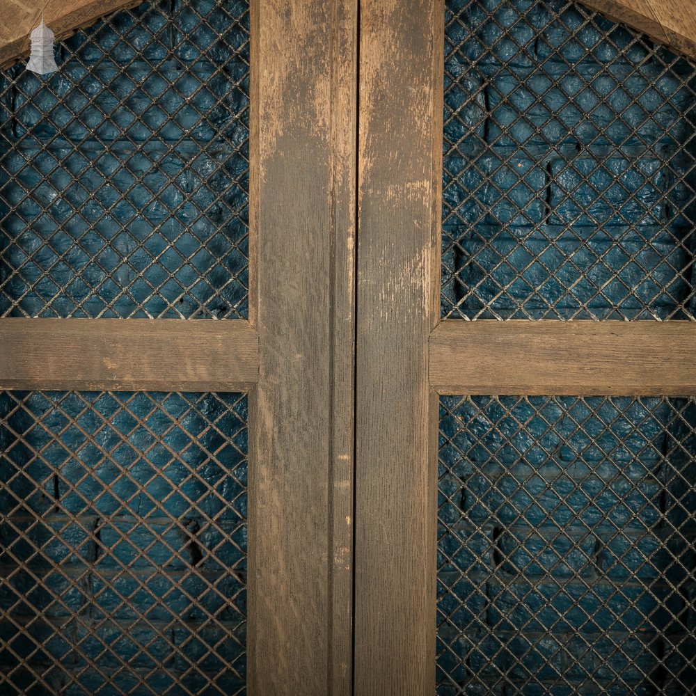 Arched Church Doors, Oak with Mesh Windows