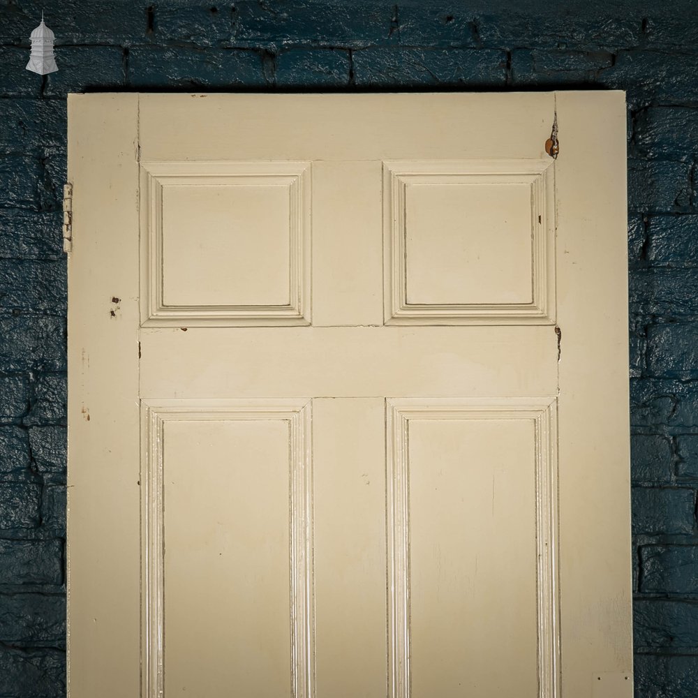 Pine Panelled Door, Moulded 6 Panel, White and Black Painted Finish