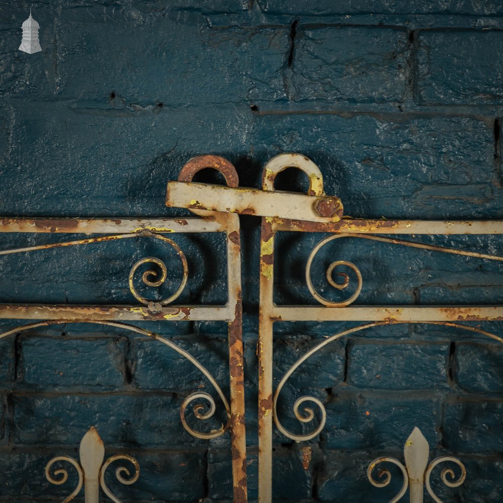 Driveway Gates, Wrought Iron Scroll Design with Distressed Paint Finish