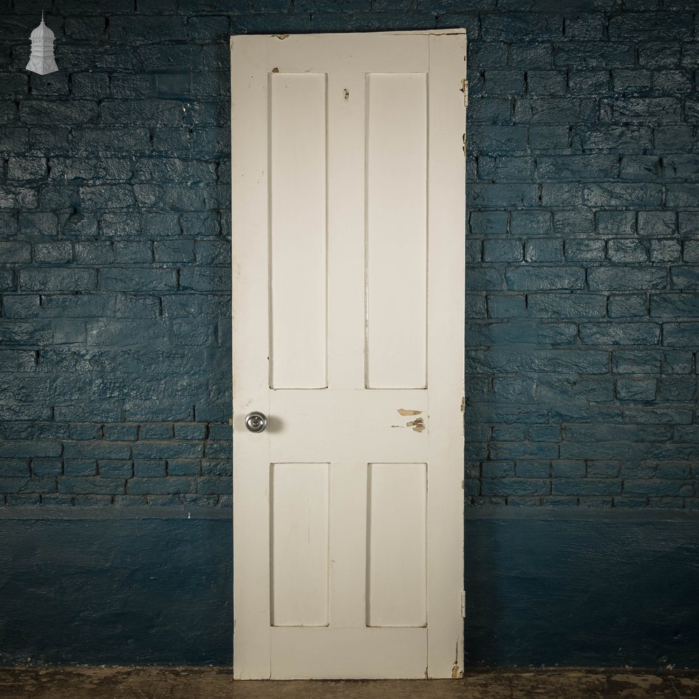 Pine Panelled Door, White Painted 4 Panel