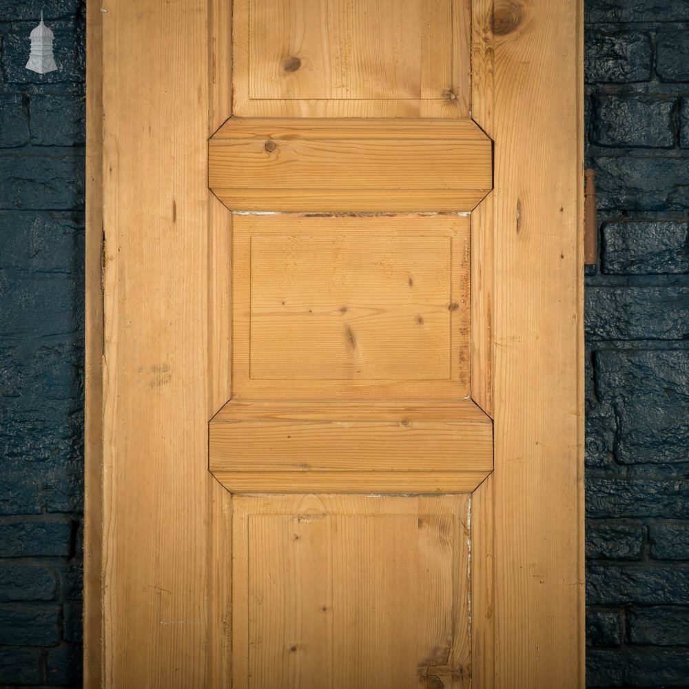 Pine Panelled Door, 19th C French 3 Panel Moulded Pine Door