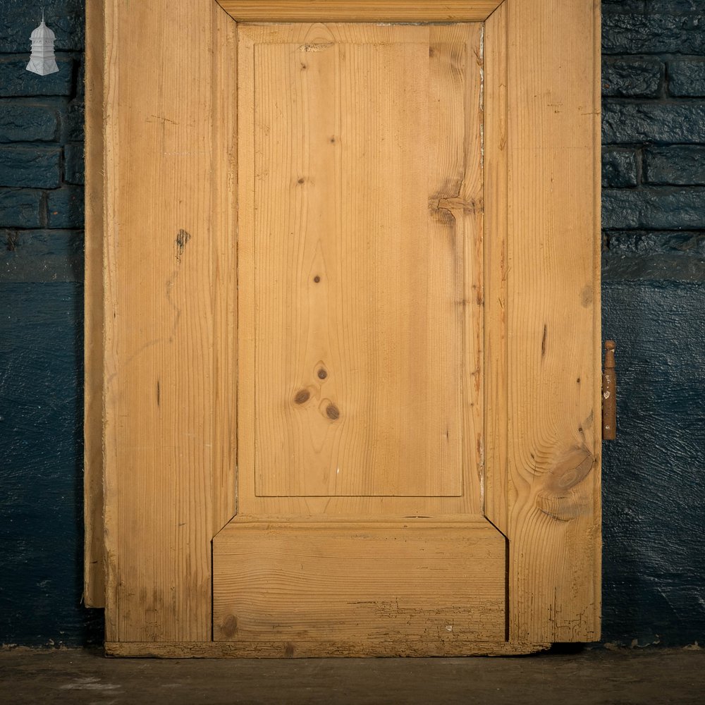 Pine Panelled Door, 19th C French 3 Panel Moulded Pine Door