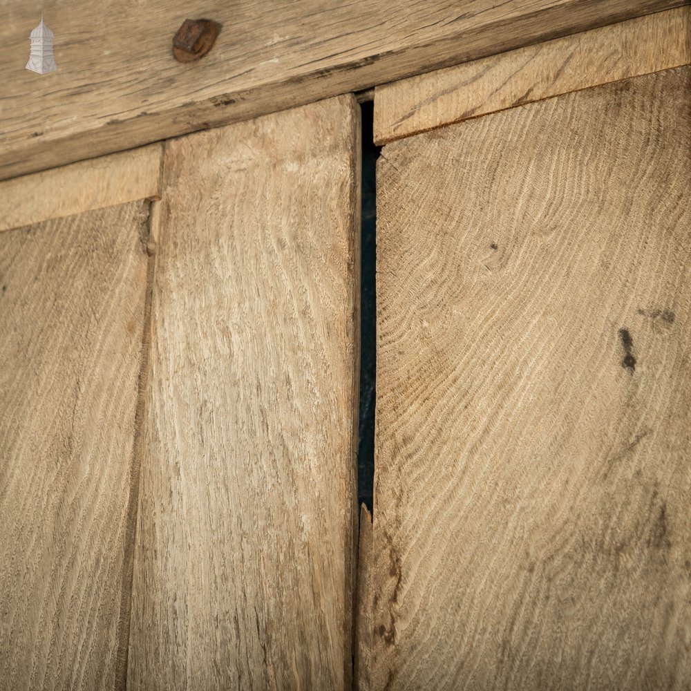 Ledged and Braced Door, Black Painted Oak with Wrought Iron Hinges