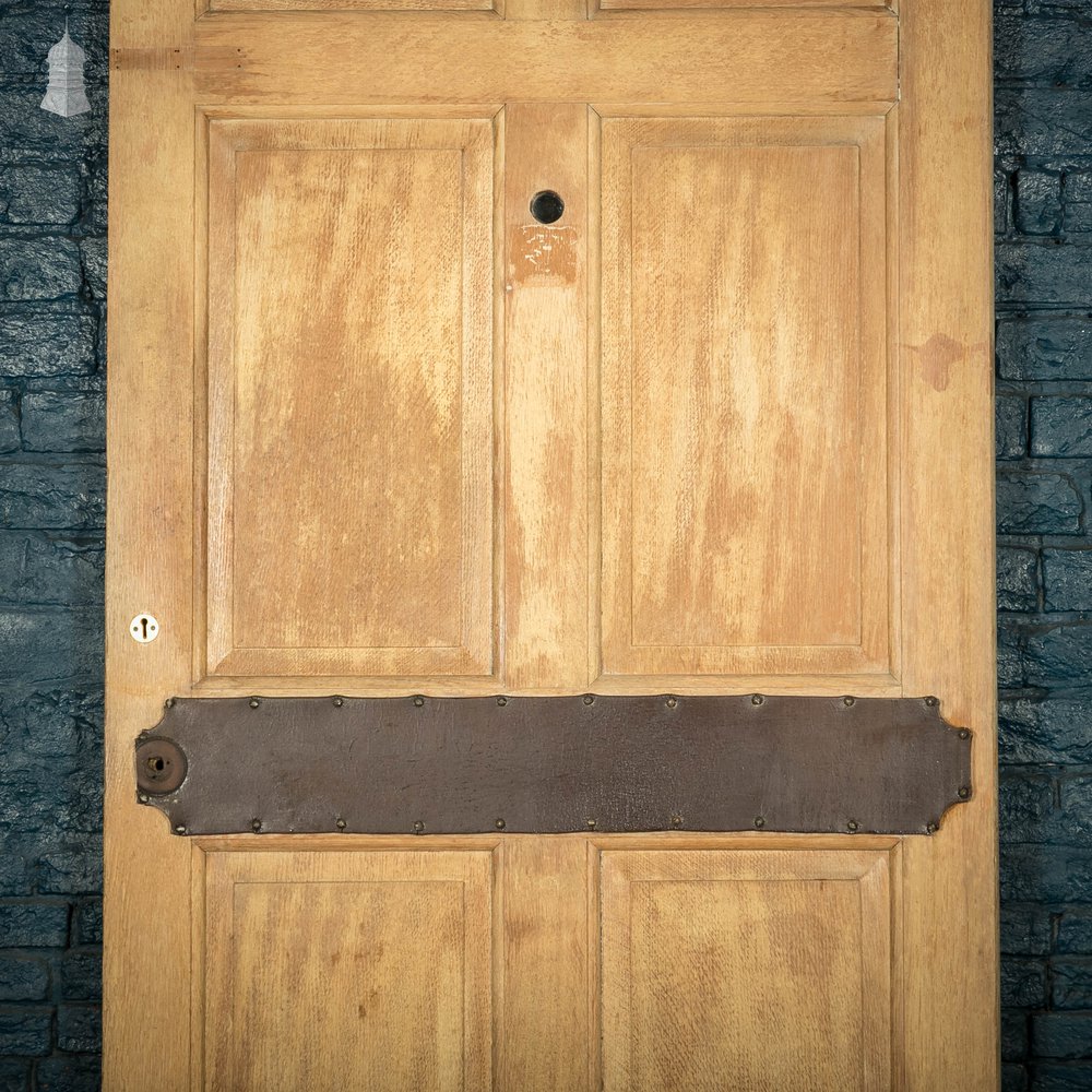 Oak Panelled Door, 8 Raised Panels with Leather Detail