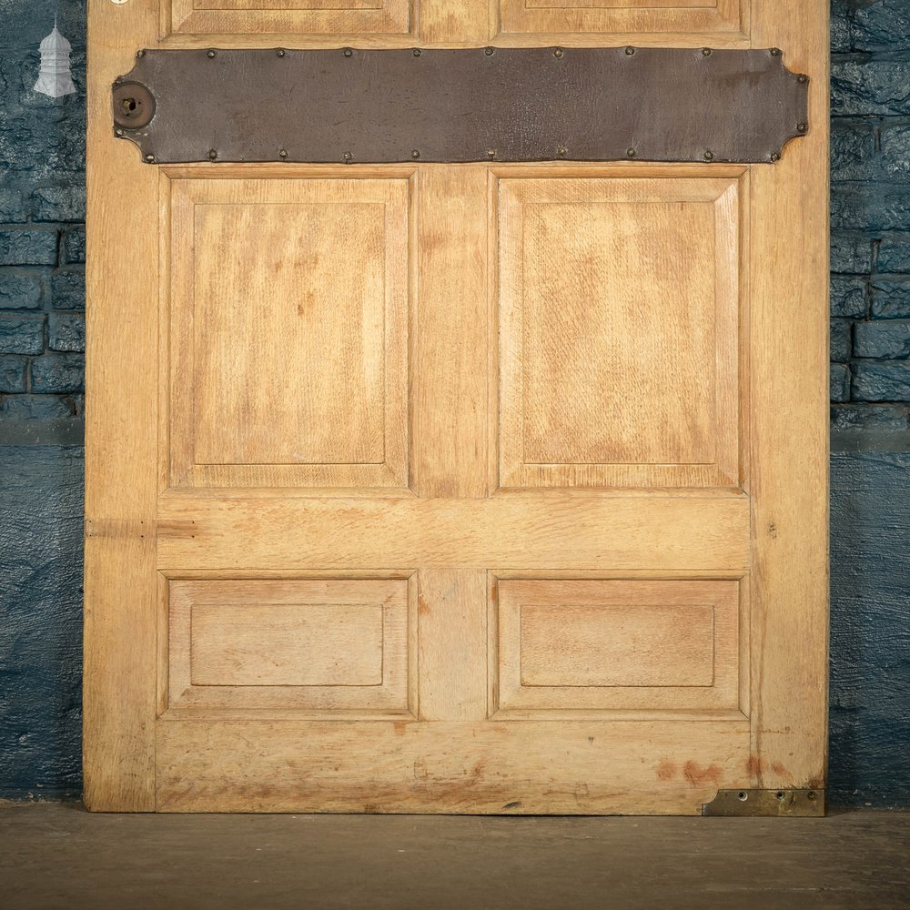 Oak Panelled Door, 8 Raised Panels with Leather Detail