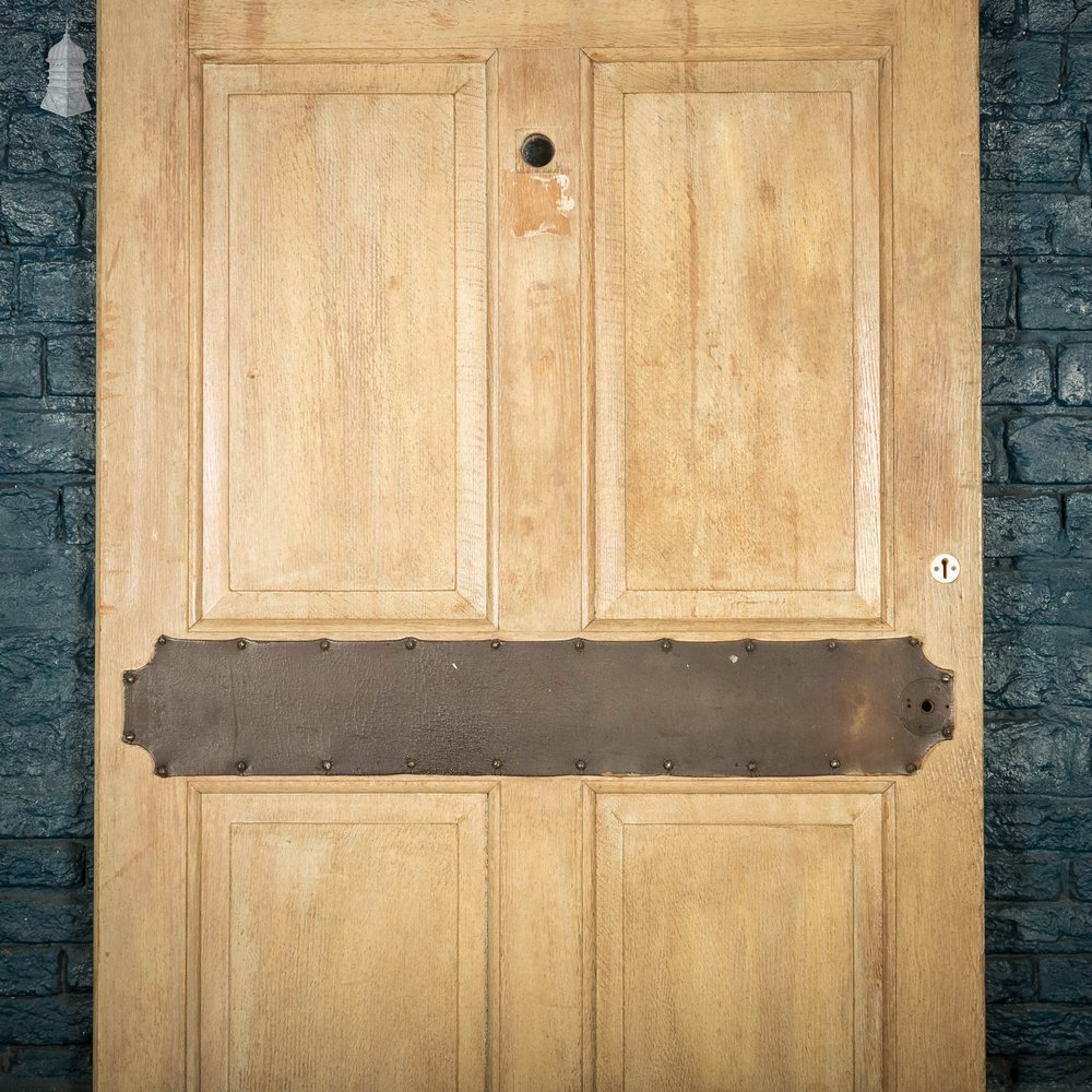 Oak Panelled Door, 8 Raised Panels with Leather Detail