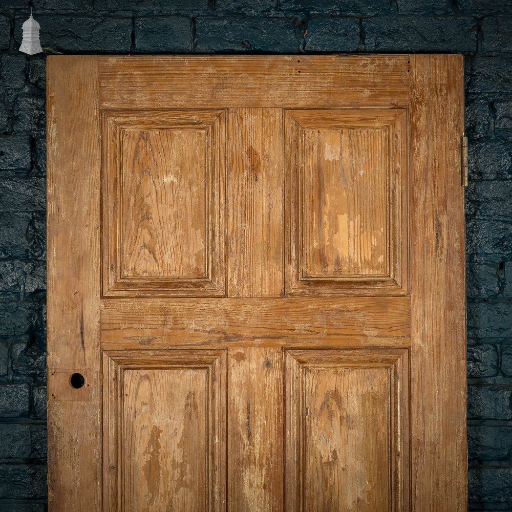 Pitch Pine Panelled Door, Victorian Style, 6 Moulded Panel