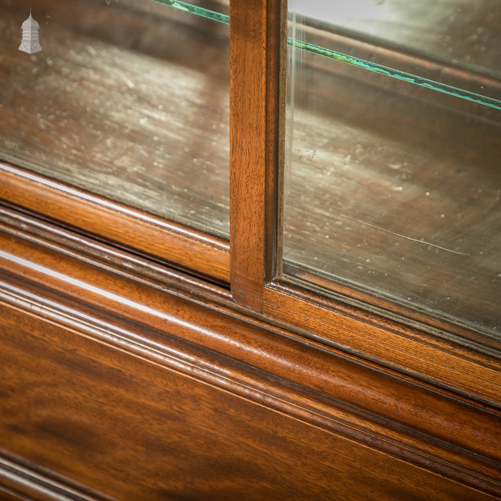 Museum Display Cabinet, 19th C Mahogany with Sliding Door and Mirrored Back