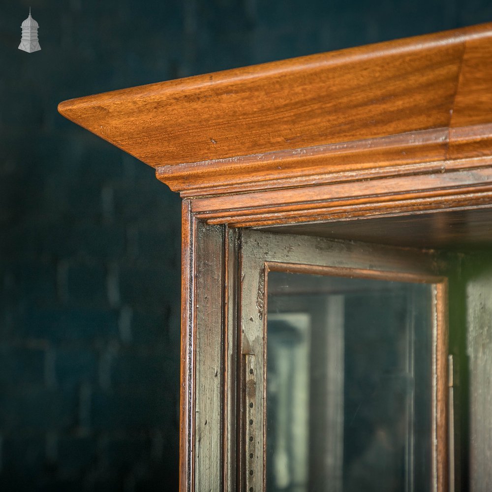 Museum Display Cabinet, 19th C Mahogany with Sliding Door and Mirrored Back