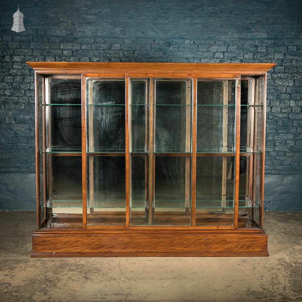 Museum Display Cabinet, 19th C Mahogany with Sliding Door and Mirrored Back