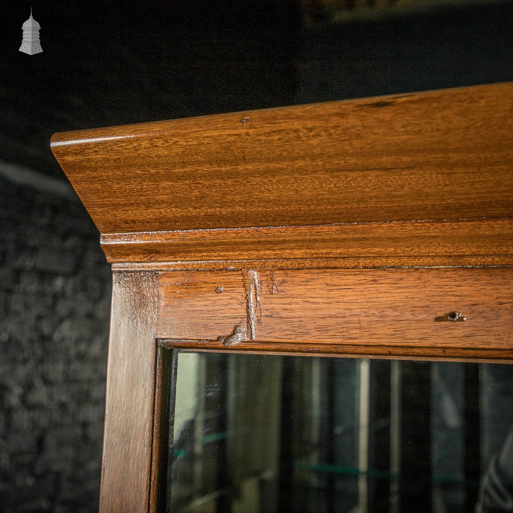 Museum Display Cabinet, 19th C Mahogany with Sliding Door and Mirrored Back