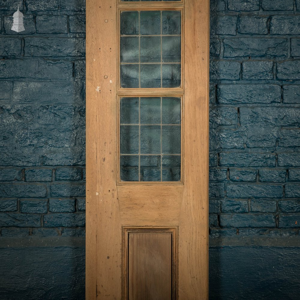 Narrow Glazed Hardwood Door, Leaded Glass Side Panel