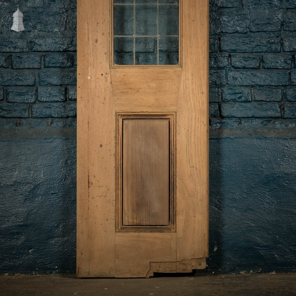 Narrow Glazed Hardwood Door, Leaded Glass Side Panel