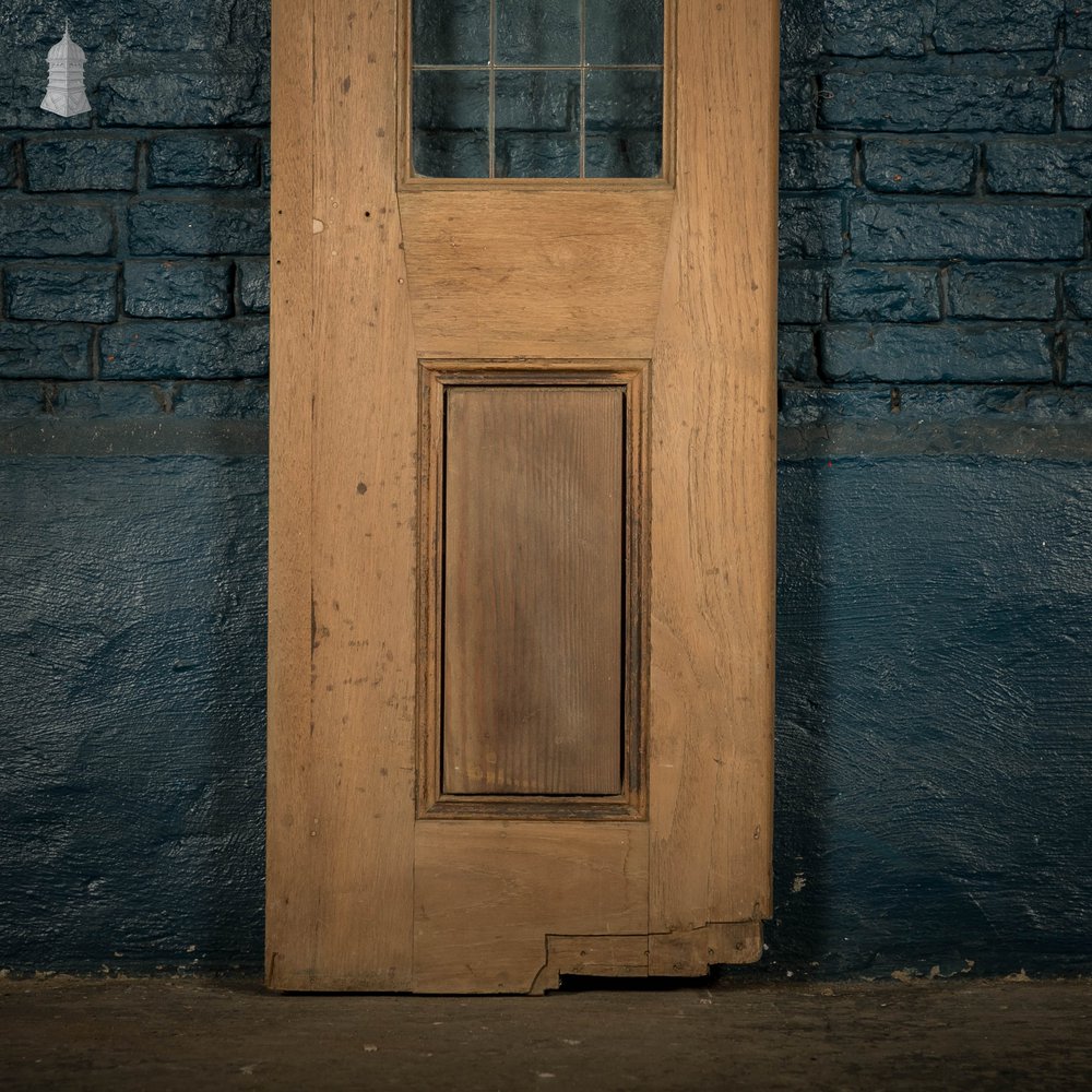 Narrow Glazed Hardwood Door, Leaded Glass Side Panel