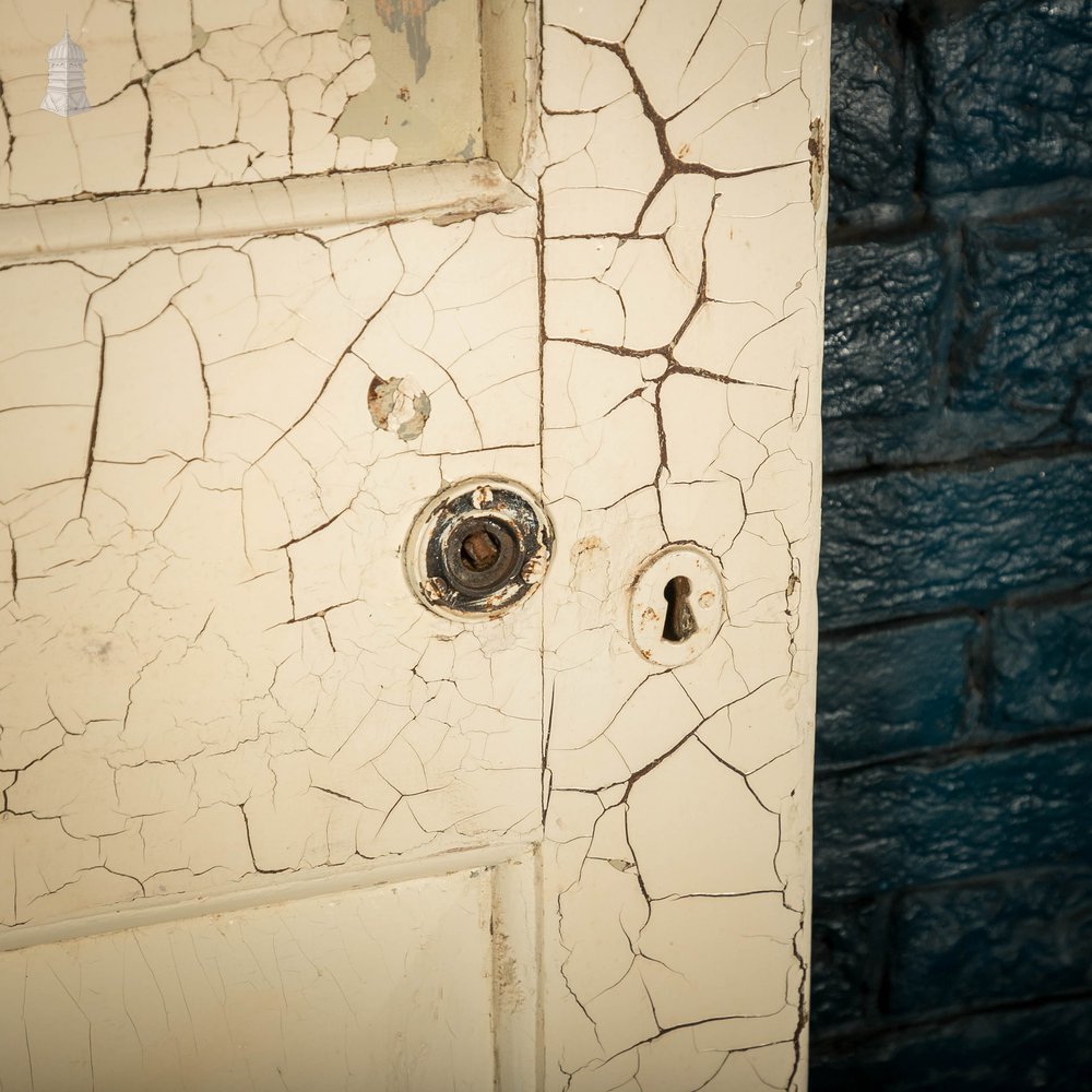 Pine Panelled Door, 4 Panel Cracked White Paint Finish