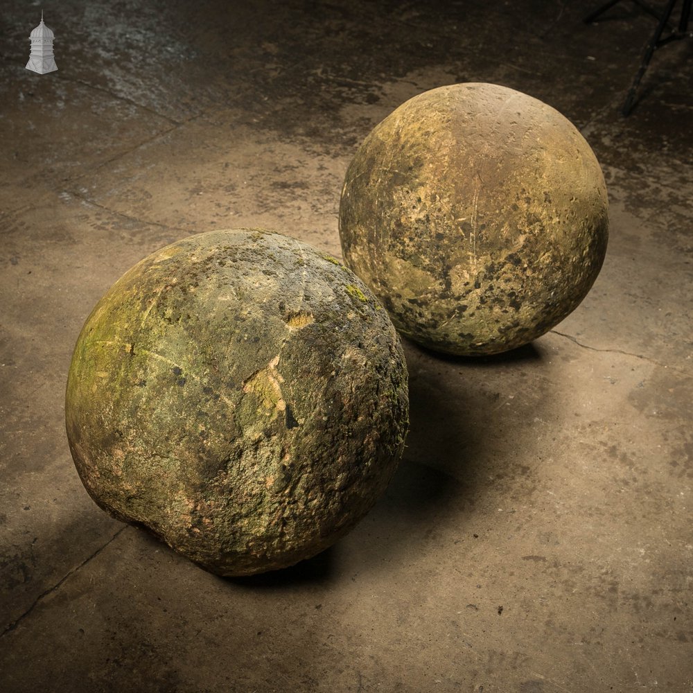 Decorative Stone Balls, Pair of Large Georgian Stone Spheres