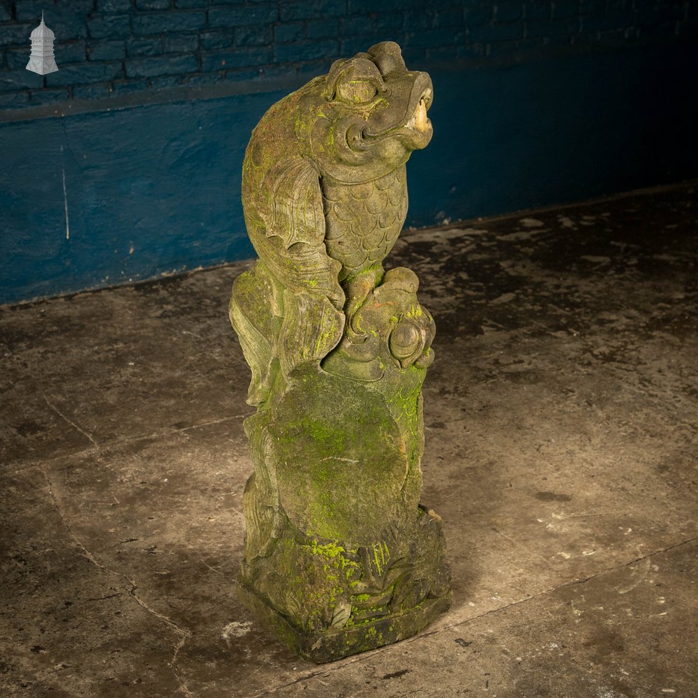 Sandstone Koi Fountain, Weathered Victorian Water Feature