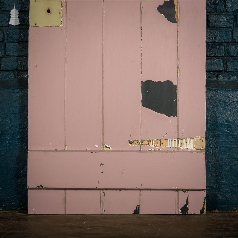 Ledged Plank Door, White and Pink Painted Pine