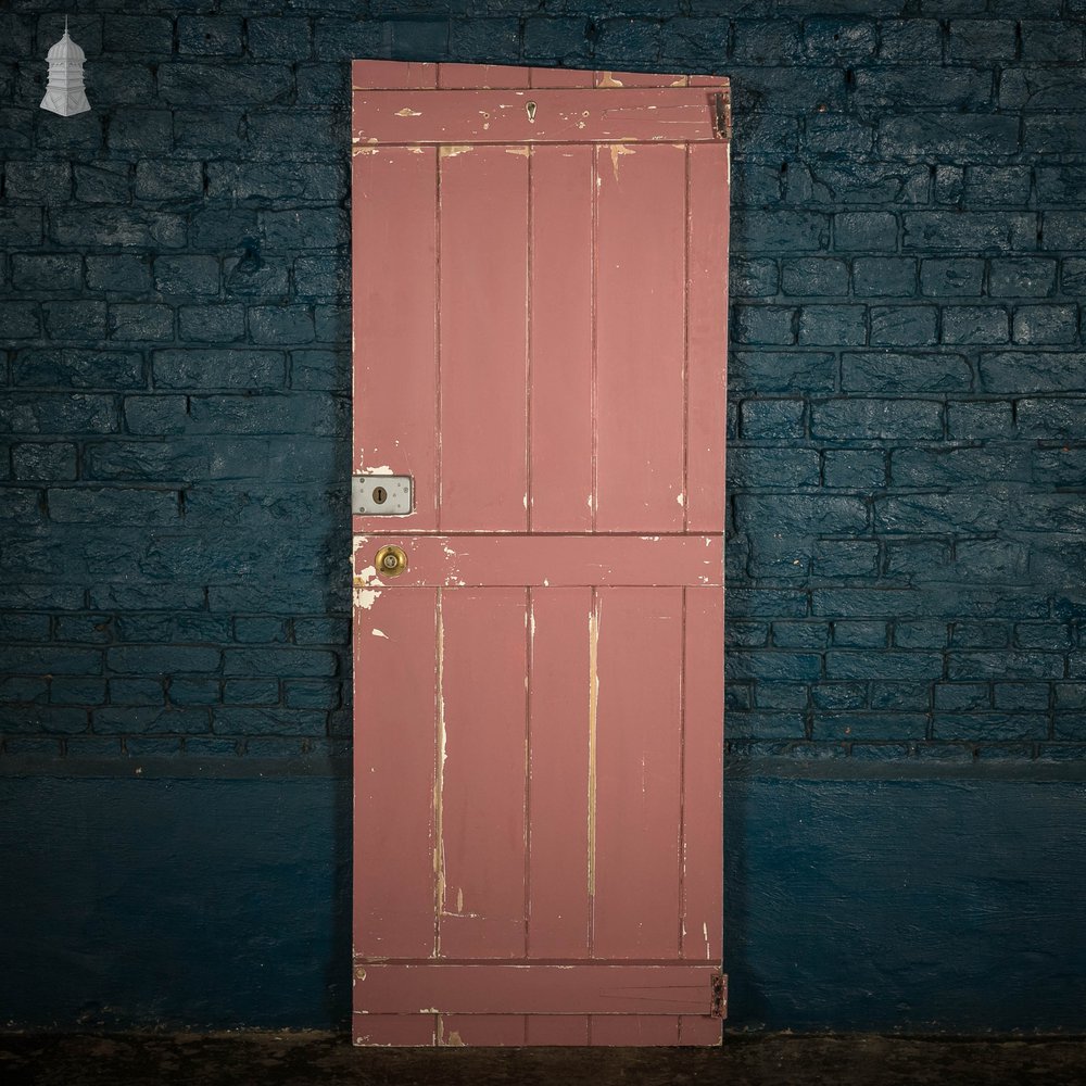 Ledged Plank Door, White and Pink Painted Pine