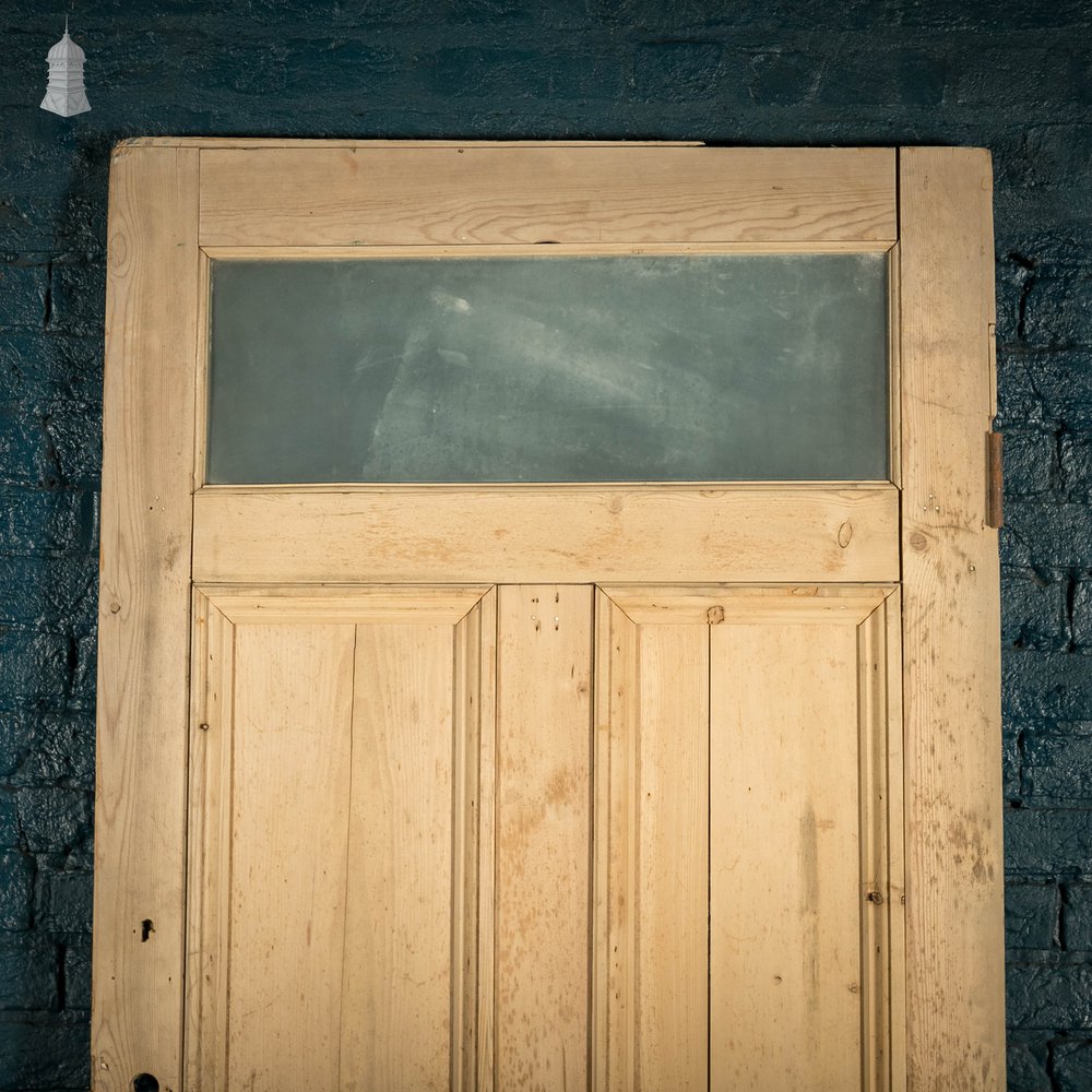 Glazed Pine Door, Moulded Panelled Door with Glazed Top Panel