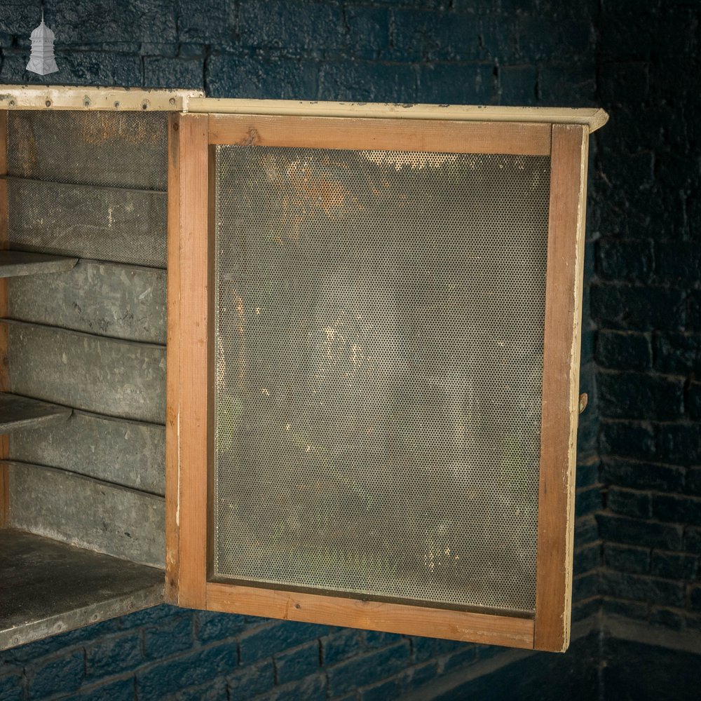 Meat Safe Cupboard, Metal Wall Mountable with Distressed White Painted Finish