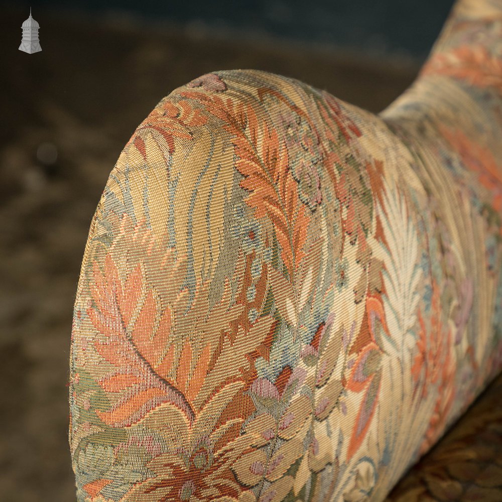 Wingback Love Seat, Carved Mahogany Base with Lion Paw Feet