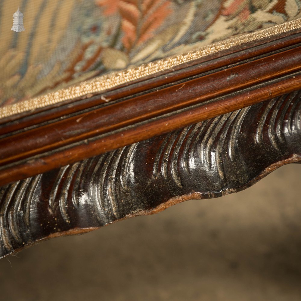 Wingback Love Seat, Carved Mahogany Base with Lion Paw Feet