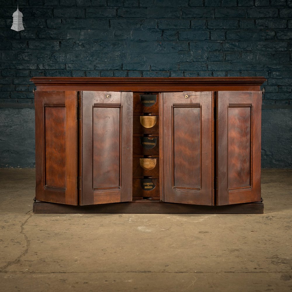 Fifteen-File Cabinet with Doors Georgian Filling Cabinet, Mahogany Chest of Drawers