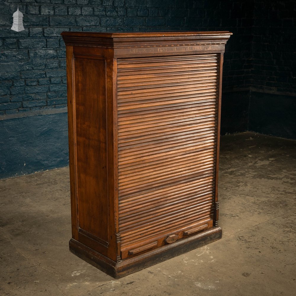 Ambergs Letter File Cabinet, 19th C Tambour Front Filing Cabinet