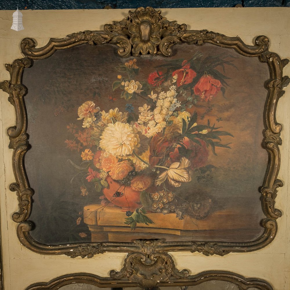 Louis XVI Trumeau Mirror, Painted Floral Still Life