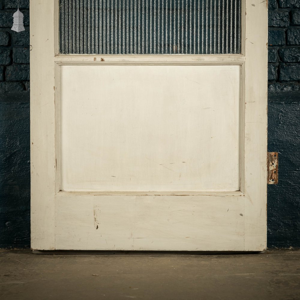 Half Glazed Door, White Painted Pine with Reeded Glass